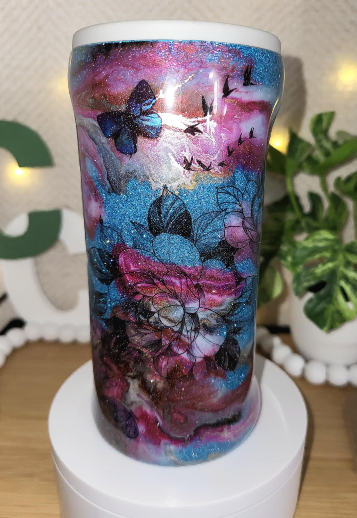 91 Butterfly swirl- Skinny Can Coozie