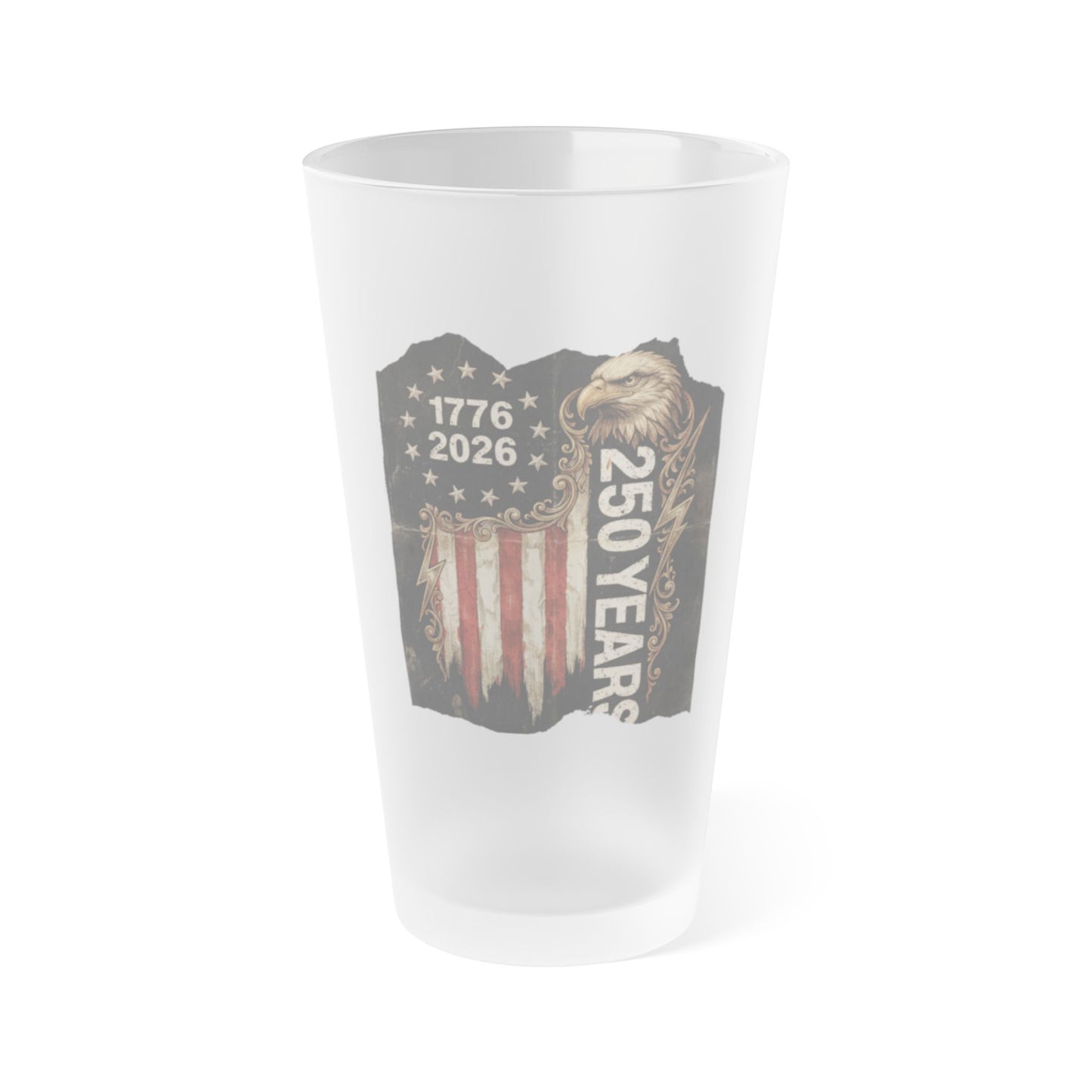 USA 250 Yr Anniversary Frosted Pint Glass, 16oz