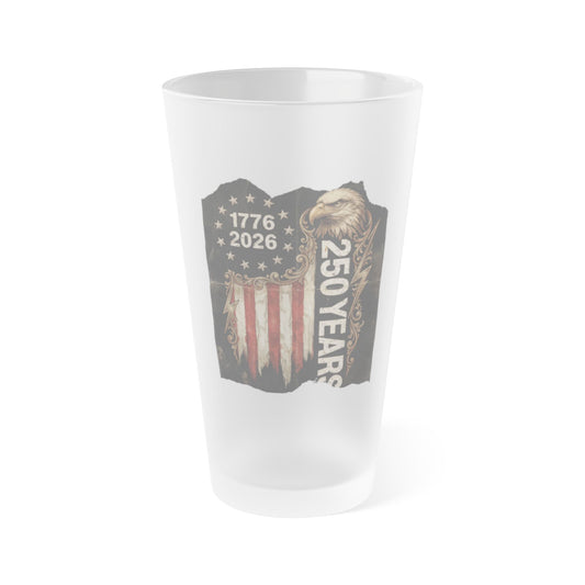 USA 250 Yr Anniversary Frosted Pint Glass, 16oz